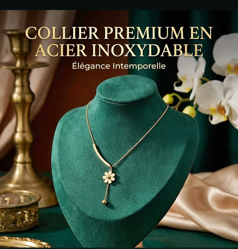 Collier Éclat Floral – Chaîne Pendante avec Pendentif Marguerite Or 14K