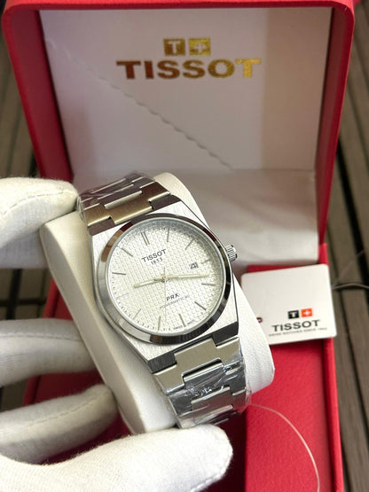 Montre Tissot PRX – Cadran Blanc Argenté | Bracelet Acier Inoxydable